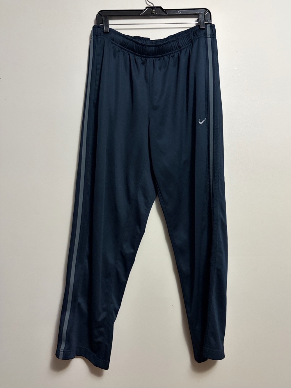 Nike Navy Athletic Track Pants with Side Stripe XL